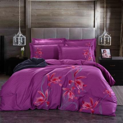 91家纺网 家纺一手货源 找家纺 玉雅家纺 2025新款全棉提花加绣花四件套多件套 镜月水花