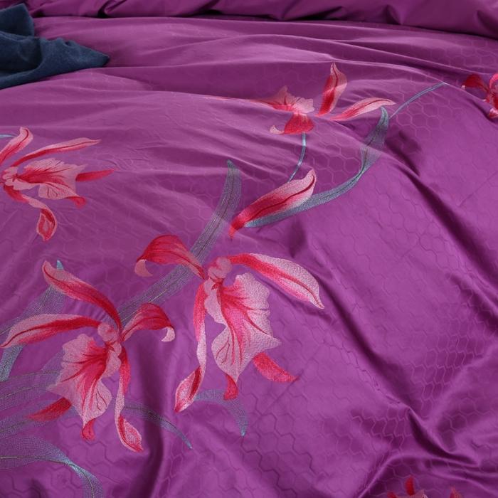 91家纺网 家纺一手货源 找家纺 玉雅家纺 2025新款全棉提花加绣花四件套多件套 镜月水花