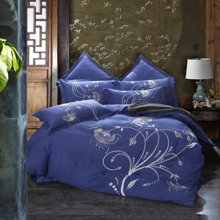 91家纺网 家纺一手货源 找家纺 玉雅家纺 2025新款全棉提花加绣花四件套多件套 魅影