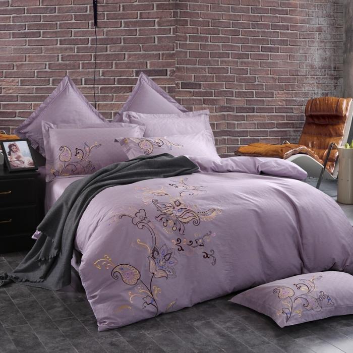 91家纺网 家纺一手货源 找家纺 玉雅家纺 2025新款全棉提花加绣花四件套多件套 清新物语