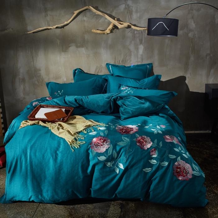 91家纺网 家纺一手货源 找家纺 玉雅家纺 2025新款全棉提花加绣花四件套多件套 颜若幽兰