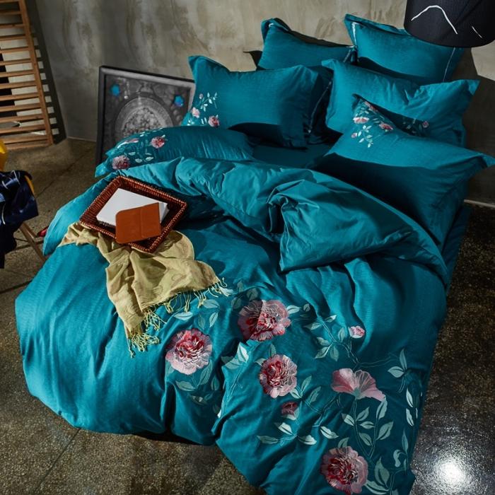 91家纺网 家纺一手货源 找家纺 玉雅家纺 2025新款全棉提花加绣花四件套多件套 颜若幽兰