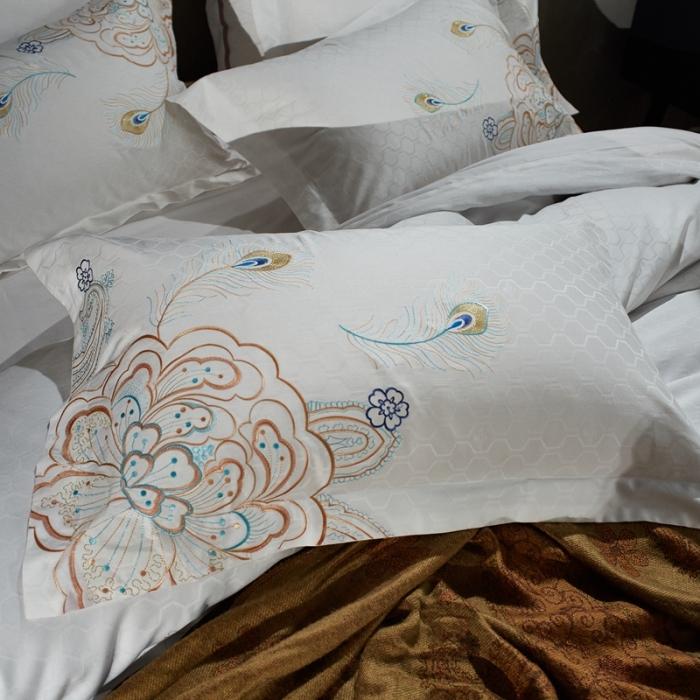 91家纺网 家纺一手货源 找家纺 玉雅家纺 2025新款全棉提花加绣花四件套多件套 伊人花香