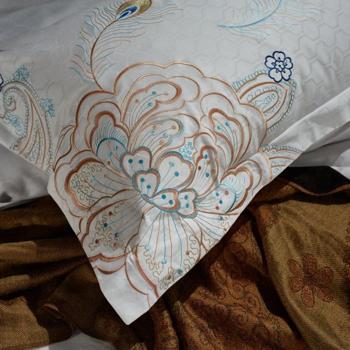 91家纺网 家纺一手货源 找家纺 玉雅家纺 2025新款全棉提花加绣花四件套多件套 伊人花香