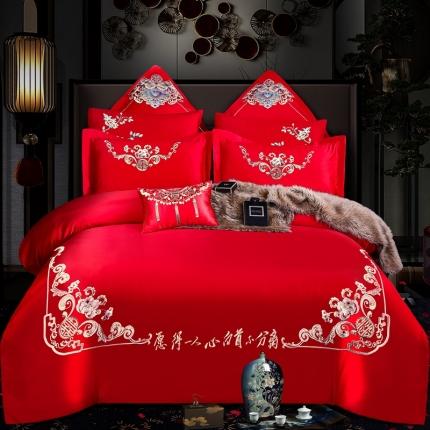 91家纺网 家纺一手货源 找家纺 玉雅家纺 2024新款绣花婚庆四件套多件套220系列