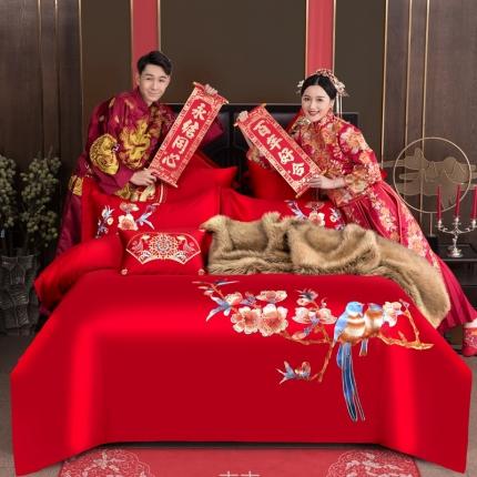 91家纺网 家纺一手货源 找家纺 玉雅家纺 2024新款绣花婚庆四件套多件套220系列