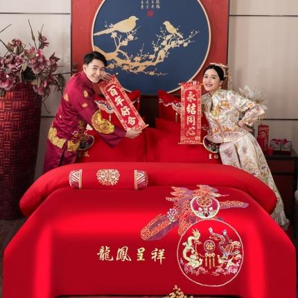 91家纺网 家纺一手货源 找家纺 玉雅家纺 2024新款绣花婚庆四件套多件套220系列