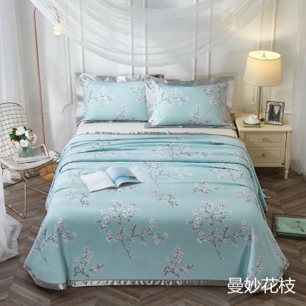 91家纺网 家纺一手货源 找家纺 （总）威克凯丽2021年春夏新品印花款纯竹纤维软凉席三件套