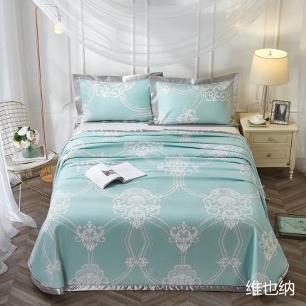 91家纺网 家纺一手货源 找家纺 （总）威克凯丽2021年春夏新品印花款纯竹纤维软凉席三件套