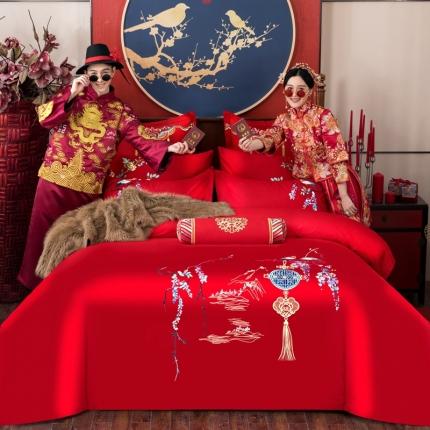 91家纺网 家纺一手货源 找家纺 （总）玉雅家纺 2025新款绣花婚庆四件套多件套255系列