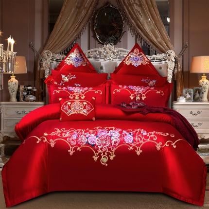 91家纺网 家纺一手货源 找家纺 玉雅家纺 2025新款绣花婚庆四件套多件套255系列臻爱永恒