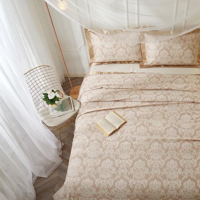 91家纺网 家纺一手货源 找家纺 威克凯丽2021年春夏新品印花款纯竹纤维软凉席三件套卢浮魅影