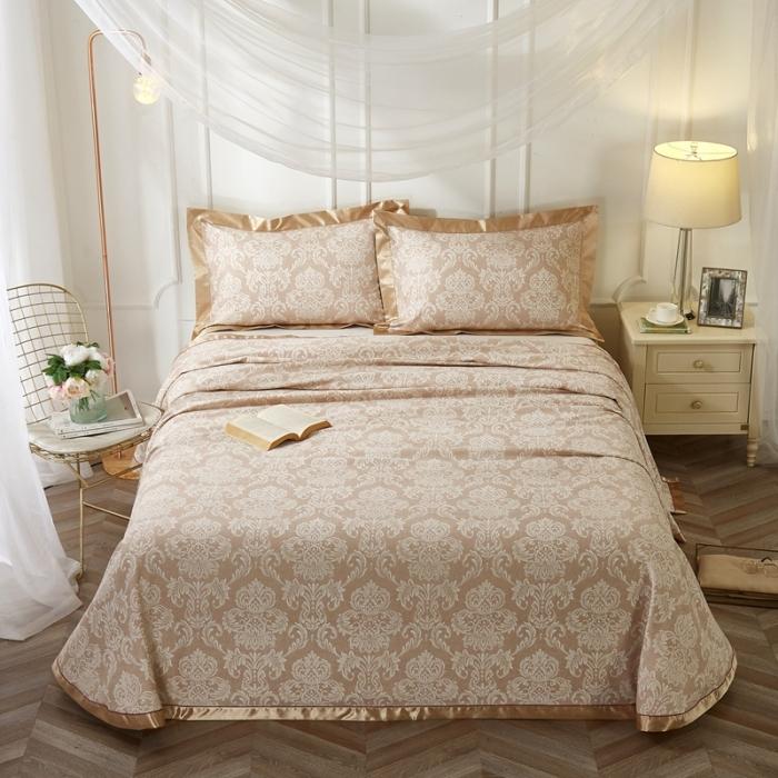 91家纺网 家纺一手货源 找家纺 威克凯丽2021年春夏新品印花款纯竹纤维软凉席三件套卢浮魅影