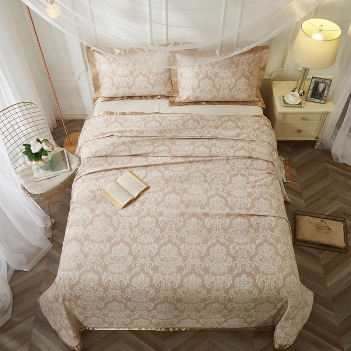 91家纺网 家纺一手货源 找家纺 威克凯丽2021年春夏新品印花款纯竹纤维软凉席三件套卢浮魅影