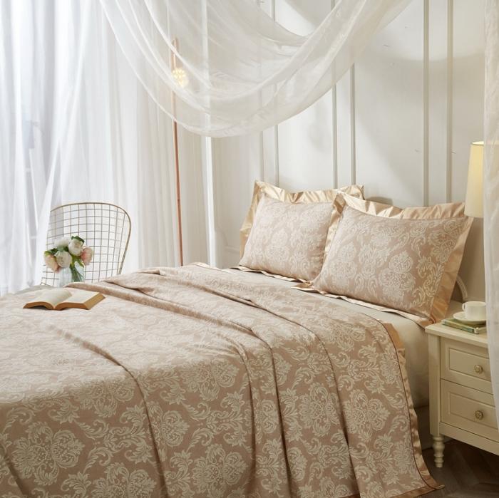 91家纺网 家纺一手货源 找家纺 威克凯丽2021年春夏新品印花款纯竹纤维软凉席三件套卢浮魅影