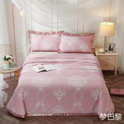 91家纺网 家纺一手货源 找家纺 威克凯丽2021年春夏新品印花款纯竹纤维软凉席三件套梦巴黎