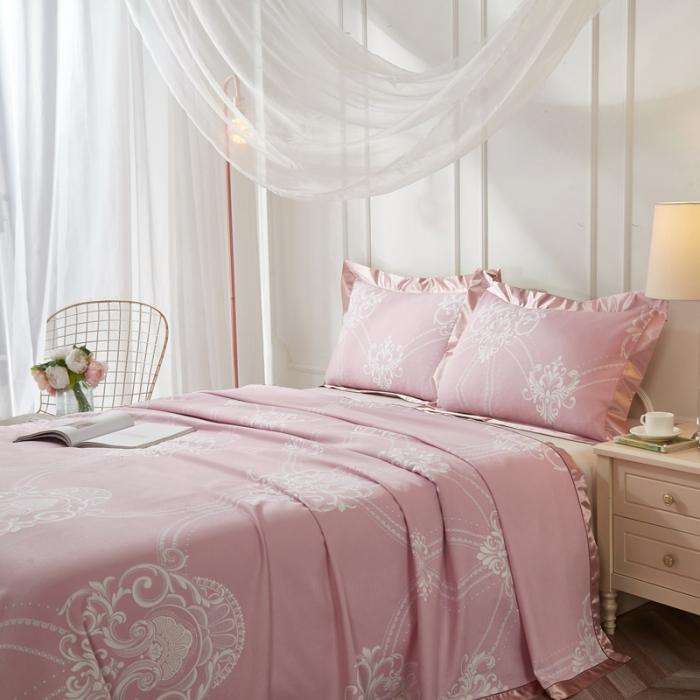 91家纺网 家纺一手货源 找家纺 威克凯丽2021年春夏新品印花款纯竹纤维软凉席三件套梦巴黎