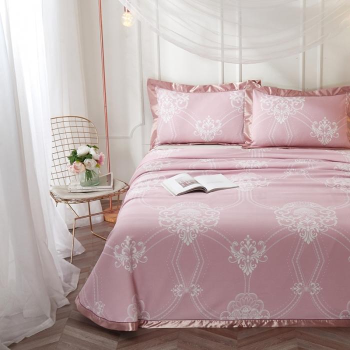 91家纺网 家纺一手货源 找家纺 威克凯丽2021年春夏新品印花款纯竹纤维软凉席三件套梦巴黎