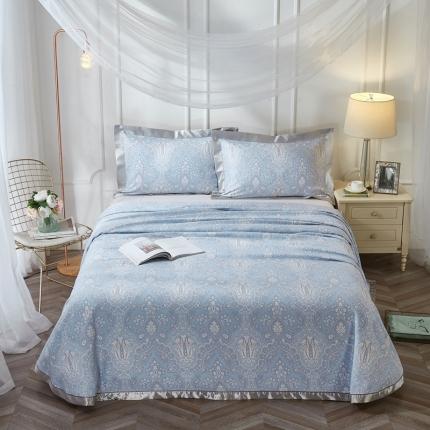 威克凯丽2021年春夏新品印花款纯竹纤维软凉席三件套梦伊莎