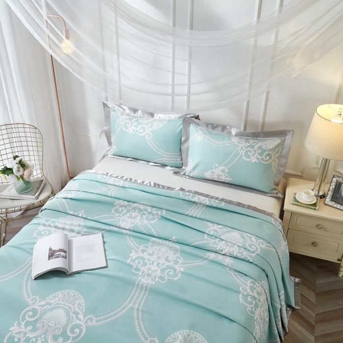 91家纺网 家纺一手货源 找家纺 威克凯丽2021年春夏新品印花款纯竹纤维软凉席三件套维也纳