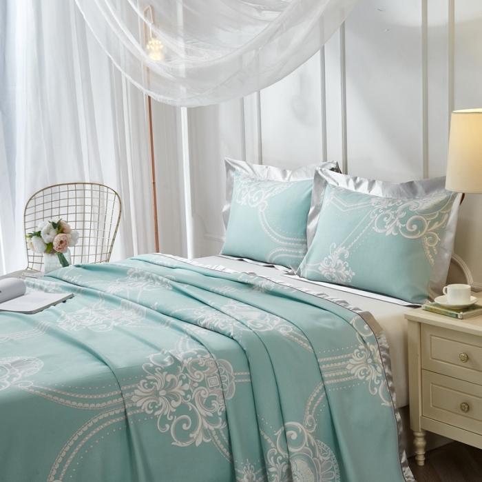 91家纺网 家纺一手货源 找家纺 威克凯丽2021年春夏新品印花款纯竹纤维软凉席三件套维也纳