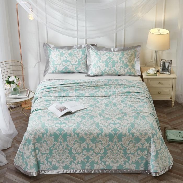 91家纺网 家纺一手货源 找家纺 威克凯丽2021年春夏新品印花款纯竹纤维软凉席三件套雅典娜