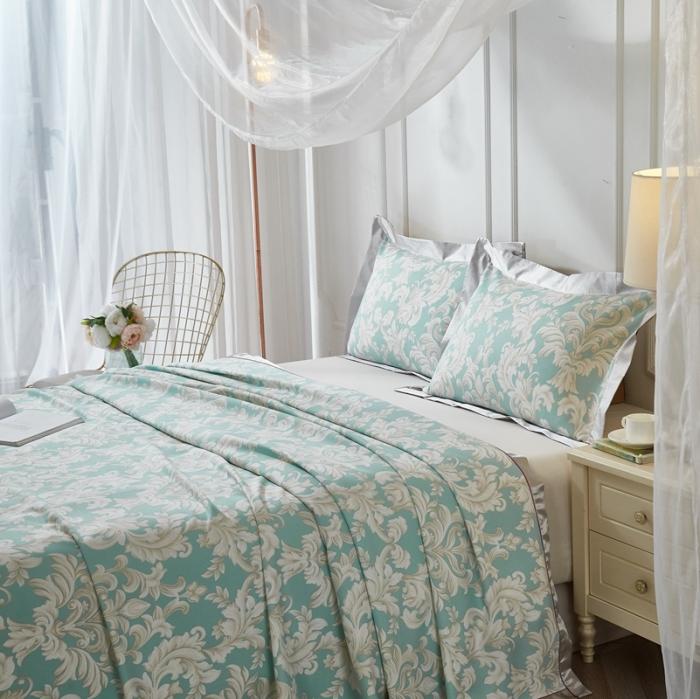 91家纺网 家纺一手货源 找家纺 威克凯丽2021年春夏新品印花款纯竹纤维软凉席三件套雅典娜