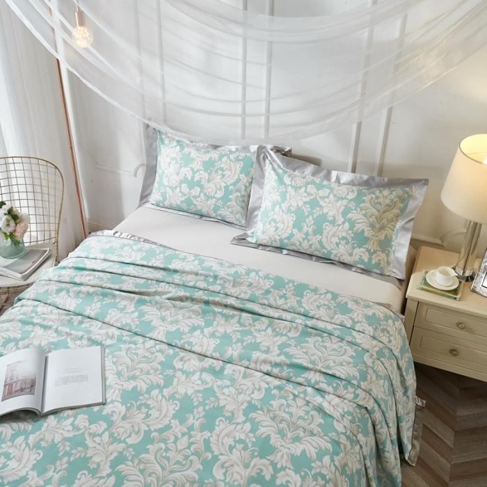 91家纺网 家纺一手货源 找家纺 威克凯丽2021年春夏新品印花款纯竹纤维软凉席三件套雅典娜