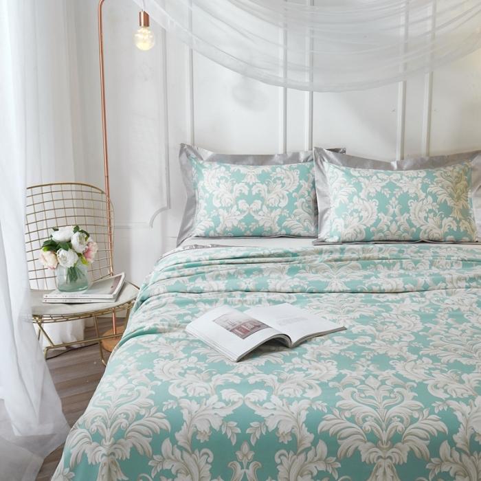 91家纺网 家纺一手货源 找家纺 威克凯丽2021年春夏新品印花款纯竹纤维软凉席三件套雅典娜