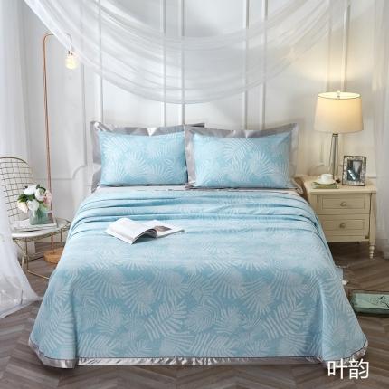 91家纺网 家纺一手货源 找家纺 威克凯丽2021年春夏新品印花款纯竹纤维软凉席三件套叶韵