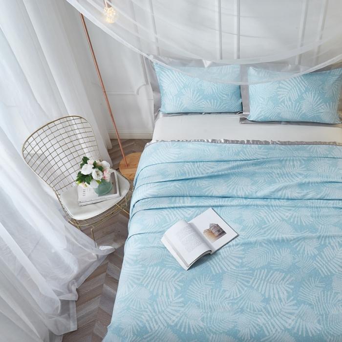 91家纺网 家纺一手货源 找家纺 威克凯丽2021年春夏新品印花款纯竹纤维软凉席三件套叶韵