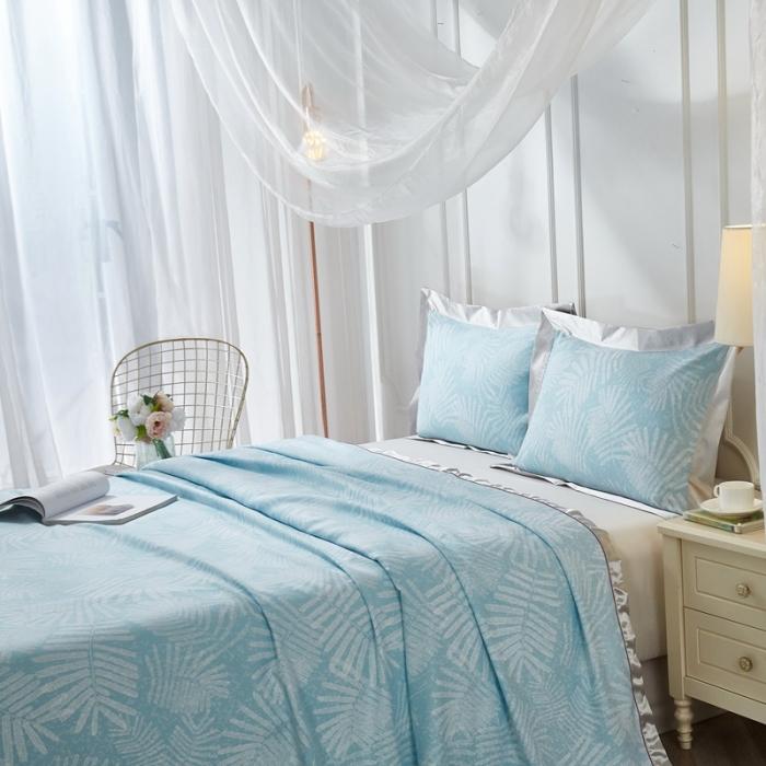 91家纺网 家纺一手货源 找家纺 威克凯丽2021年春夏新品印花款纯竹纤维软凉席三件套叶韵