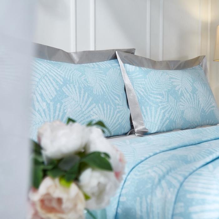 91家纺网 家纺一手货源 找家纺 威克凯丽2021年春夏新品印花款纯竹纤维软凉席三件套叶韵