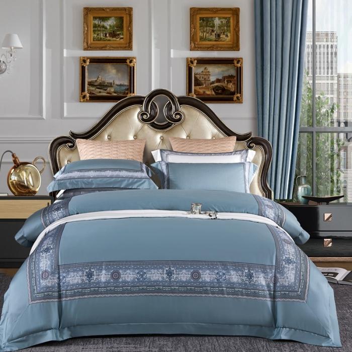 91家纺网 家纺一手货源 找家纺 威克凯丽2021新款60长绒棉数码工艺四件套 清逸