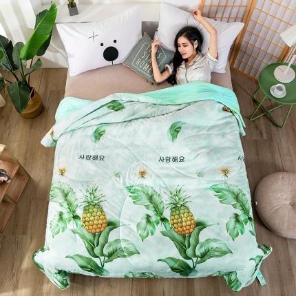 91家纺网 家纺一手货源 找家纺 澳洲羽2024新款全棉喷气水洗印花水洗棉夏被 菠萝