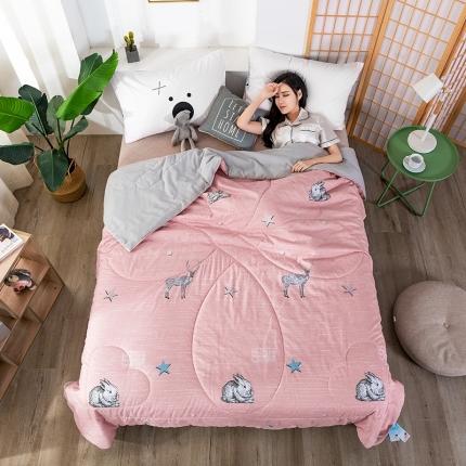 91家纺网 家纺一手货源 找家纺 澳洲羽2024新款全棉喷气水洗印花水洗棉夏被 动物乐园