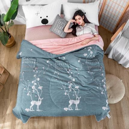 91家纺网 家纺一手货源 找家纺 澳洲羽2024新款全棉喷气水洗印花水洗棉夏被 梅花精灵