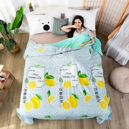 澳洲羽2024新款全棉喷气水洗印花水洗棉夏被 柠檬派对