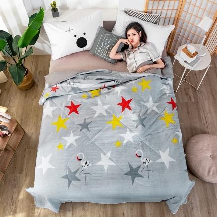 澳洲羽2024新款全棉喷气水洗印花水洗棉夏被星光火烈火