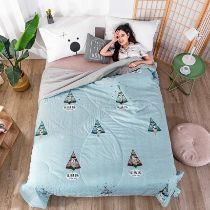 澳洲羽2024新款全棉喷气水洗印花水洗棉夏被 羽叶翩翩