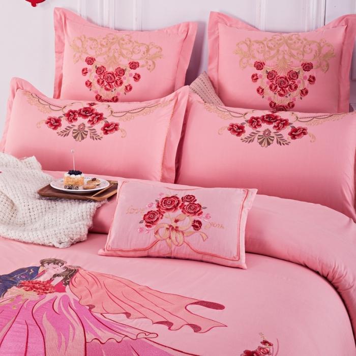 91家纺网 家纺一手货源 找家纺 玉雅家纺2025新款绣花婚庆四件套多件套270系列甜蜜时光