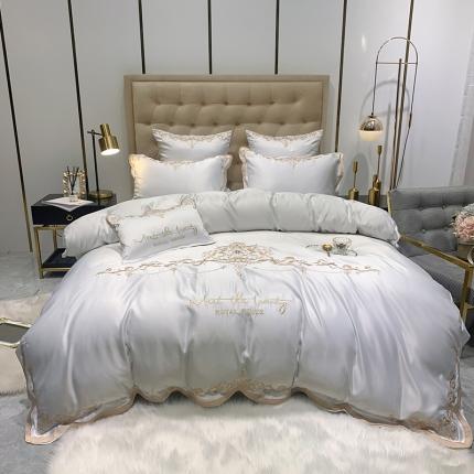 91家纺网 家纺一手货源 找家纺 （总）安妮2020新款60支水洗真丝绣花四件套佛罗伦萨系列