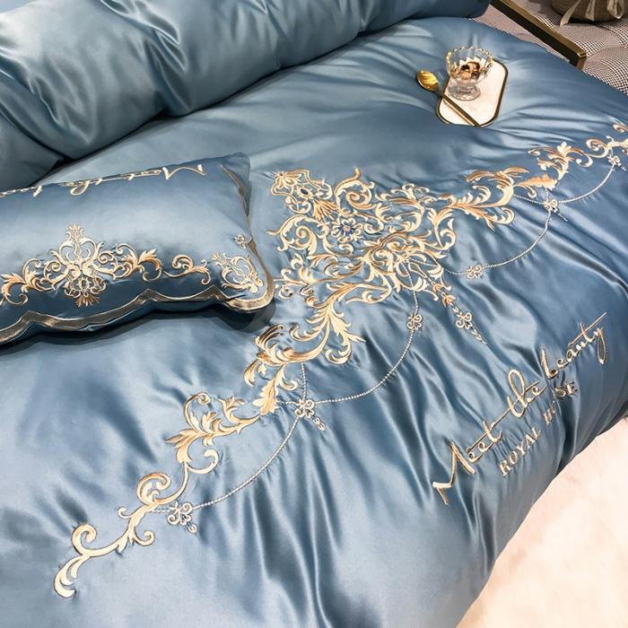 91家纺网 家纺一手货源 找家纺 （总）安妮2020新款60支水洗真丝绣花四件套佛罗伦萨系列