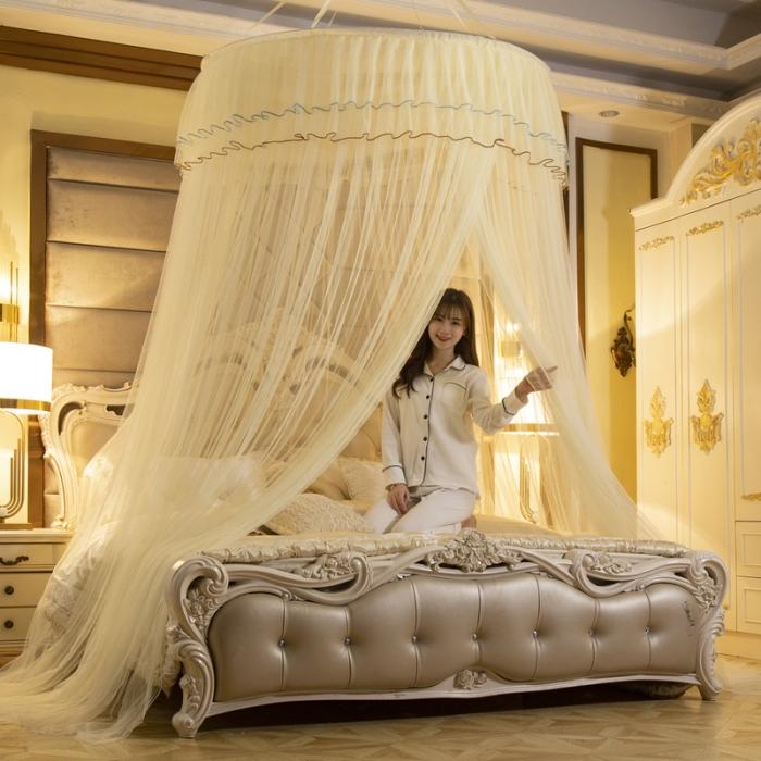 91家纺网 家纺一手货源 找家纺 冉美家纺 2021新款吊顶蚊帐-幽梦 米黄