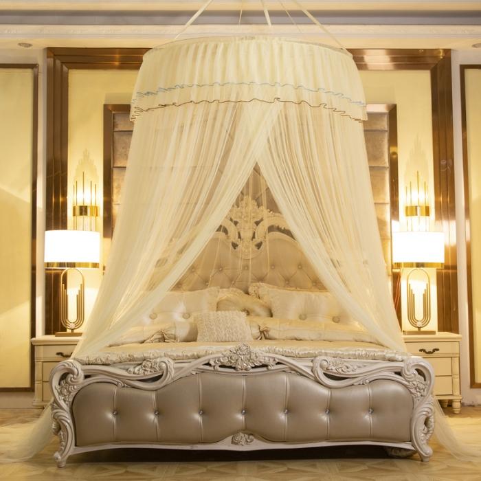 91家纺网 家纺一手货源 找家纺 冉美家纺 2021新款吊顶蚊帐-幽梦 米黄