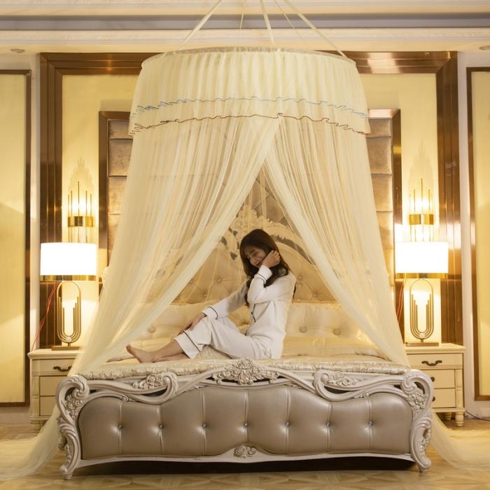 91家纺网 家纺一手货源 找家纺 冉美家纺 2021新款吊顶蚊帐-幽梦 米黄