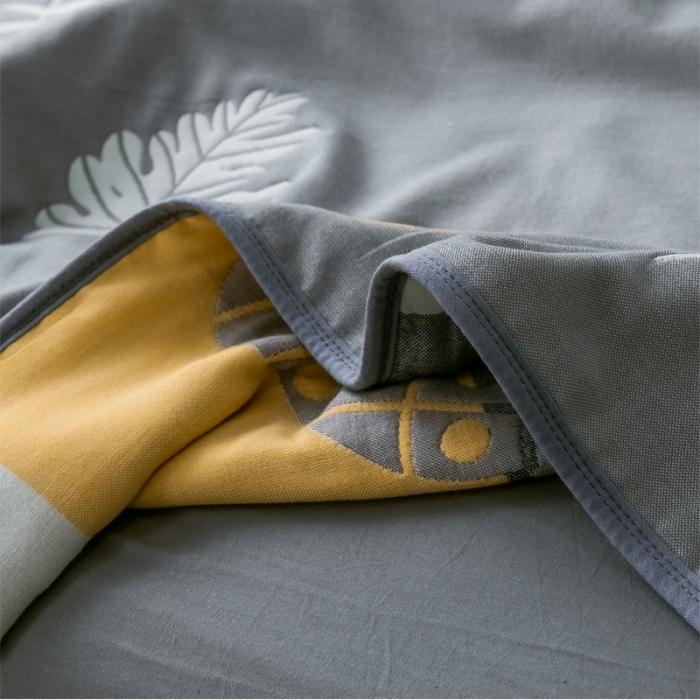 91家纺网 家纺一手货源 找家纺 朴尔2020新款时尚六层全棉纱布盖毯夏季毛巾被 菠萝物语-灰