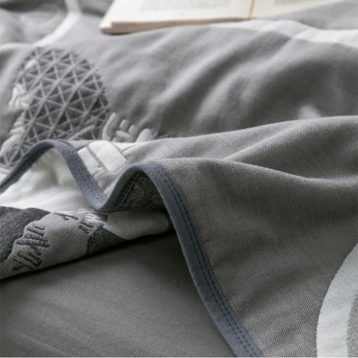 91家纺网 家纺一手货源 找家纺 朴尔2020新款时尚六层全棉纱布盖毯夏季毛巾被 劳伦-灰