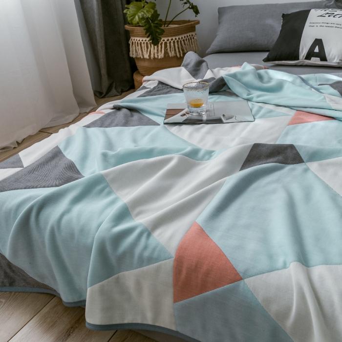 91家纺网 家纺一手货源 找家纺 朴尔2020新款时尚六层全棉纱布盖毯夏季毛巾被 时尚色彩