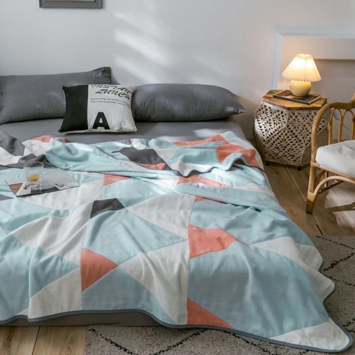 91家纺网 家纺一手货源 找家纺 朴尔2020新款时尚六层全棉纱布盖毯夏季毛巾被 时尚色彩